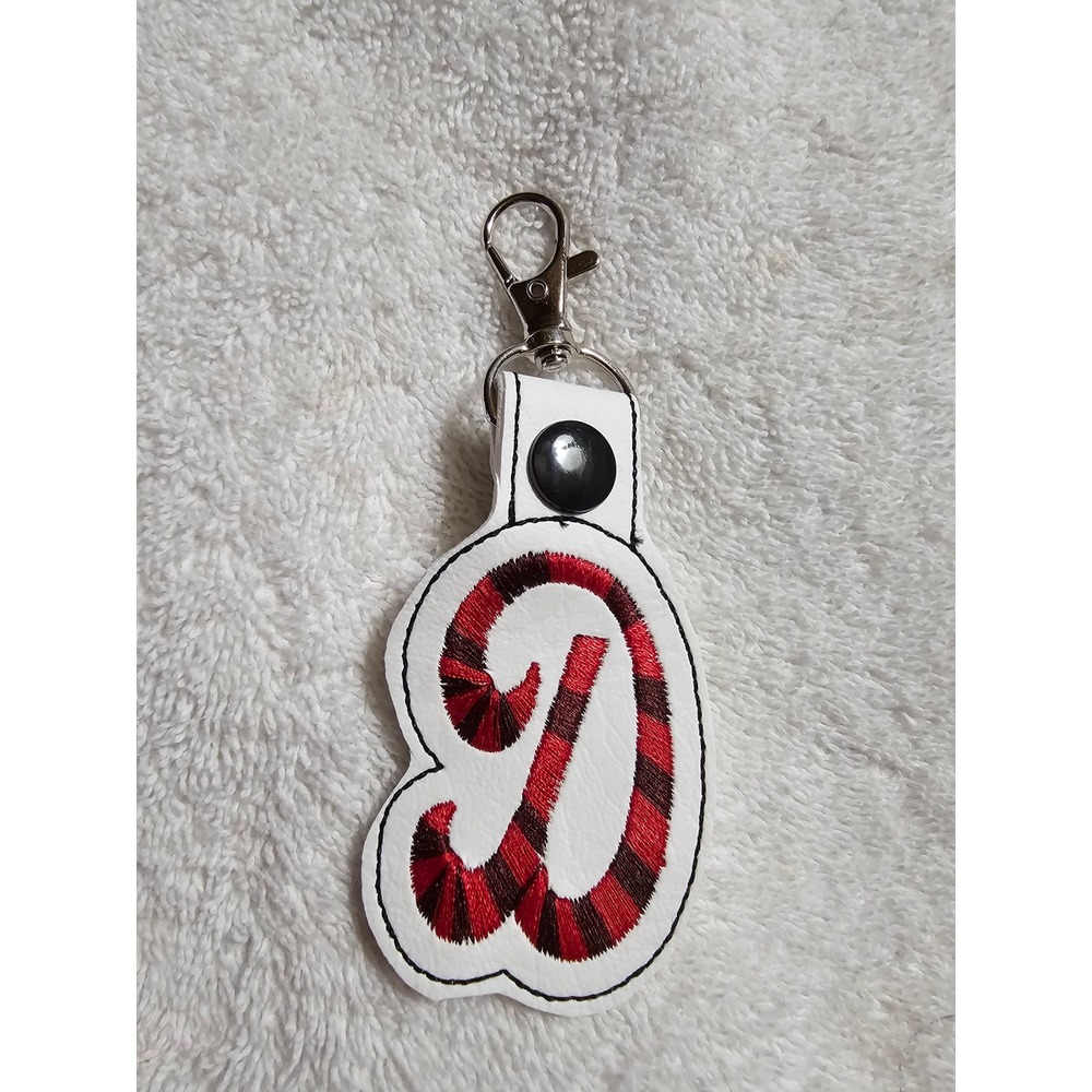 Letter D Keychain Initial Keyring Bag Charm Accessory Red Black White